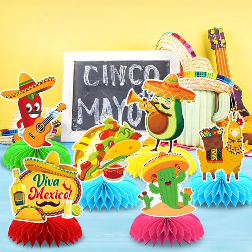 10Pcs Fiesta Party Decorations Mexican Cinco De Mayo Centerpieces - style: Fiesta Style