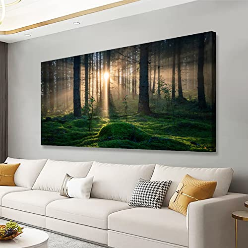 Sunrise Landscape Canvas Wall Art - 20x40 Inches - Tree and Forest Picture Artwork for Living Room and Bedroom Wall Decoration - Nature Painting Prints for a Serene Atmosphere - color: SunriseTree and Forest Picture, size: 40"L x 20"W
