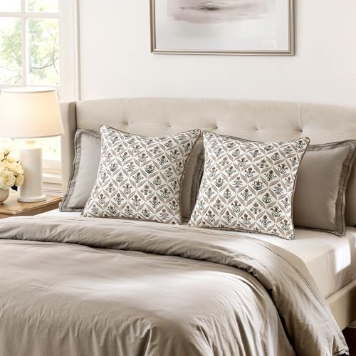 MIULEE Fall Floral Throw Pillow Covers 20x20 Set of 2, Brown - color: Brown, size: 20" x 20" (Pack of 2)