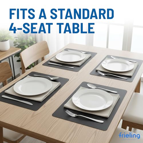 Frieling – Davanti By Frieling – Everyday Rectangular Placemat – Novo Cuero Black - Black, Set of 6 - color: Novo Cuero Black