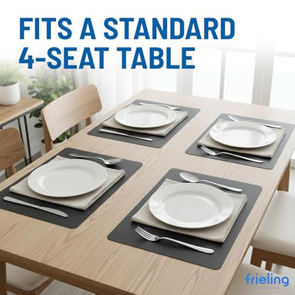 Frieling – Davanti By Frieling – Everyday Rectangular Placemat – Novo Cuero Black - Black, Set of 6 - color: Novo Cuero Black