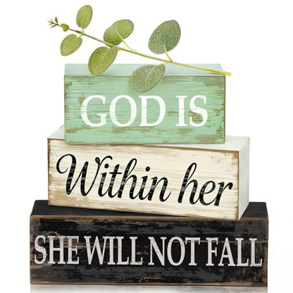 Christian Table Decor for Home, Inspirational Religious Gifts for Women - style: Devout