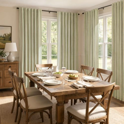 jinchan Linen Blackout Curtains Back Tab 84 Inch 2 Panels Striped Green - color: Green Stripe Lined, size: 50"W x 84"L (Pack of 2)