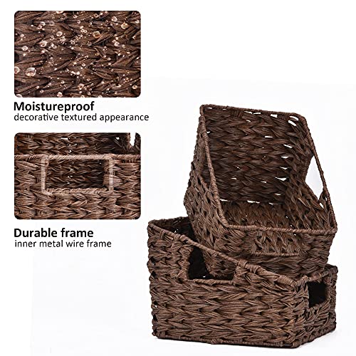 GRANNY SAYS Wicker Storage Baskets, Waterproof Wicker Basket with Handles - color: Brown, size: 2x 10¼"D x 7½"W x 7¼"H