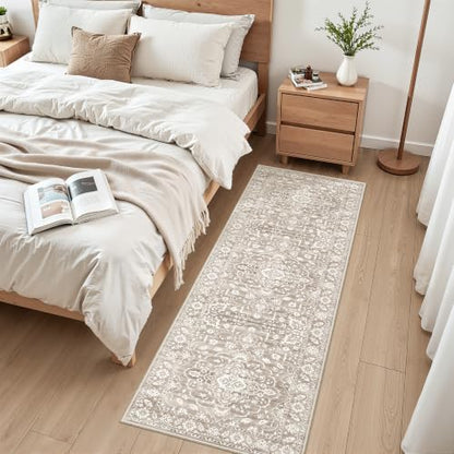 Soalmost Runner Rug Non-Slip for Kitchen 2x6, Washable Soft Hallway Rug - color: Light Brown, size: 2' x 6' (Runner)