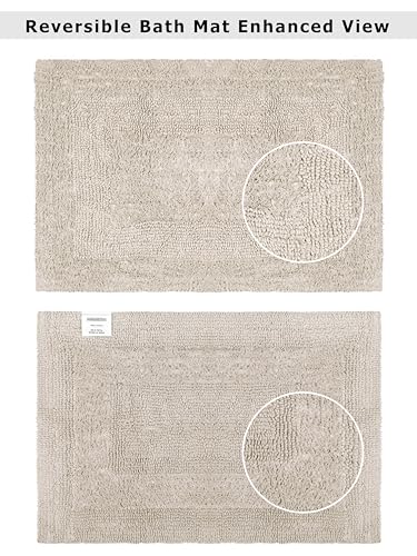 COTTON CRAFT 2 Pack Reversible Bath Mat - Soft Plush Bath Rug -17x24- Linen - color: Linen, size: 17x24 Inches
