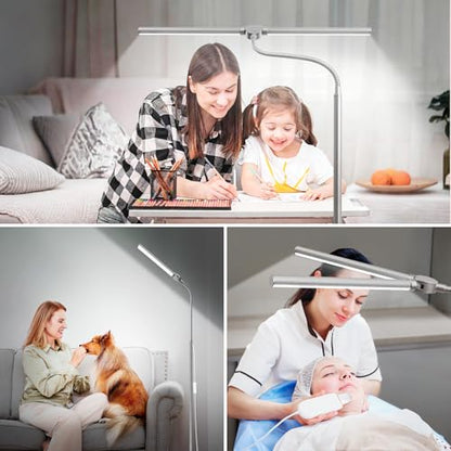 Bright Floor Lamp, 18W/2000LM Silver LED Floor Lamp with Double Head - color: Silver
