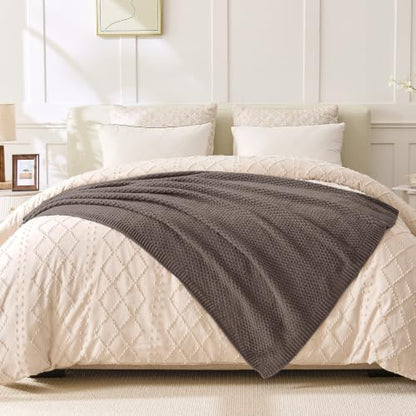 Taupe Brown Throw Blanket, Sweater-Soft Moss Knit, 50x60 Inches - color: Moss-taupe Brown, size: 50"x60"
