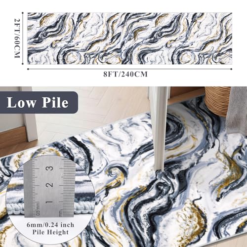 Yamaziot 2x8 Washable Modern Abstract Runner Rug Non-Slip for Hallways - color: Black, size: 2x8ft
