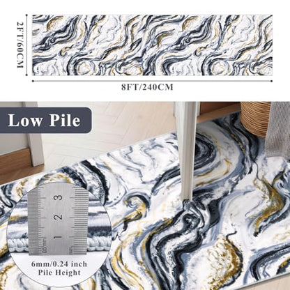 Yamaziot 2x8 Washable Modern Abstract Runner Rug Non-Slip for Hallways - color: Black, size: 2x8ft