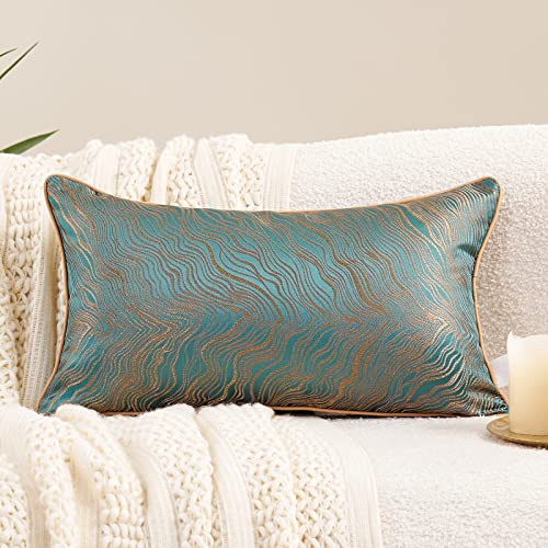 Avigers Lumbar Pillow Cover 12 x 20 Inch, Teal, Rayon Blend, Hidden Zipper - color: Teal, size: 20" x 12" (Pack of 1)