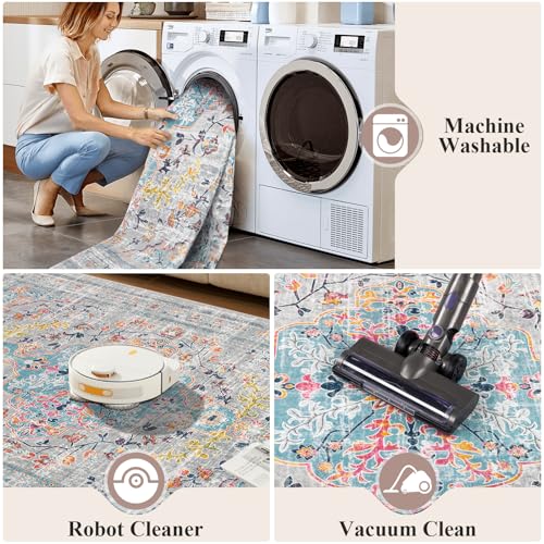 Pauwer Area Rug 2x3, Small Non Slip Washable Entryway Rugs, Grey Multi - color: Grey Multi, size: 2' x 3' (Rectangular)