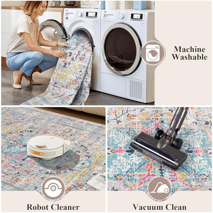 Pauwer Area Rug 2x3, Small Non Slip Washable Entryway Rugs, Grey Multi - color: Grey Multi, size: 2' x 3' (Rectangular)