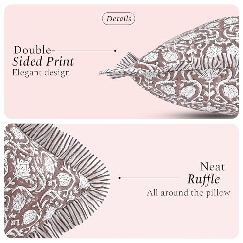 CPC Mocha Regal Block Print Ruffle Sham Pillow Cover 14x36 Inch, Pack of 1 - color: Mocha Regal, size: 36" x 14" (Pack of 1)