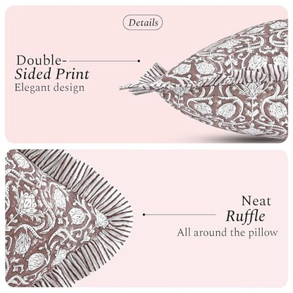 CPC Mocha Regal Block Print Ruffle Sham Pillow Cover 14x36 Inch, Pack of 1 - color: Mocha Regal, size: 36" x 14" (Pack of 1)