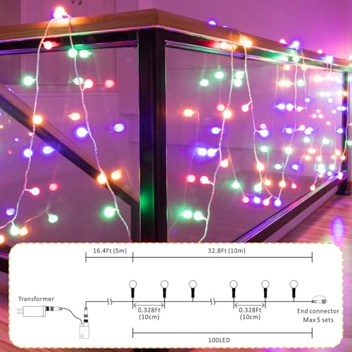 Ogrmar 49FT 100 LED Globe Ball String Lights 8 Modes with Remote Multicolor - color: Multicolor