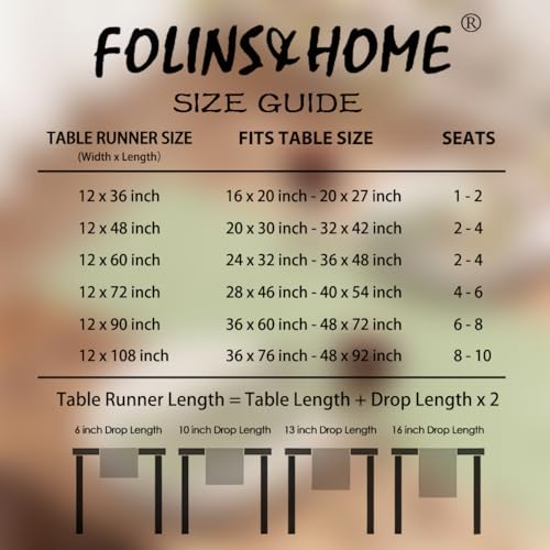 FOLINS&HOME 2 Pack Sage Green Waterproof Table Runner 48 Inches Long - color: Sage Green, size: 12" x 48" (2 Pcs)
