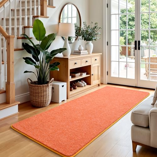 Keeko 2x6 Area Rugs for Living Room,Soft Washable Memory Foam Bedroom Rug - color: Orange-white, size: 2' X 6' (Rectangular)
