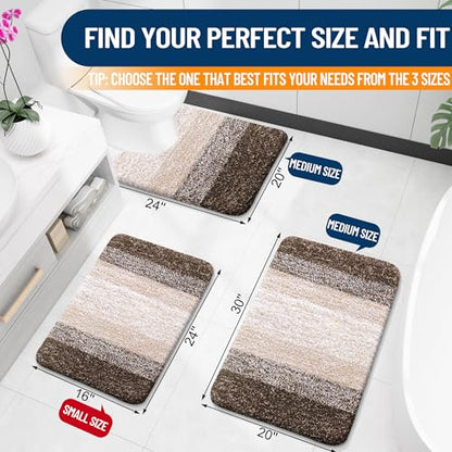 OLANLY Small Bathroom Rugs 24x16, Extra Soft Absorbent Microfiber Bath Rugs - color: Light Brown, size: 24" X 16"