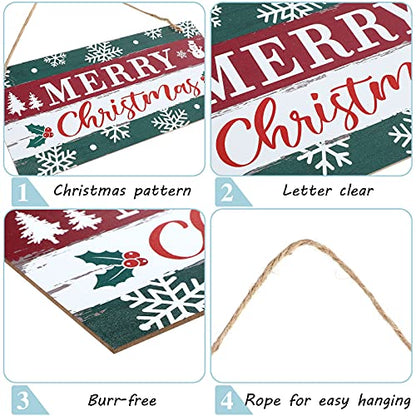 Marsui Christmas Wood Hanging Sign with Jute Rope, Merry Christmas - style: Merry Christmas