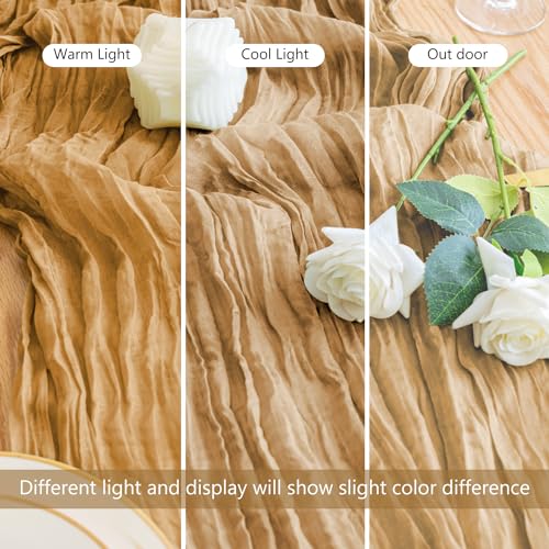 Cheesecloth Table Runner 10FT Khaki Boho Gauze Rustic Sheer Table Runners - color: Khaki, size: 1 Pack