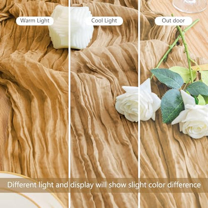 Cheesecloth Table Runner 10FT Khaki Boho Gauze Rustic Sheer Table Runners - color: Khaki, size: 1 Pack