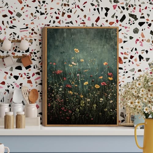 Green Wildflower Canvas Wall Art 8x10 inch - color: Wildflower-green, size: 8"x10" Natural