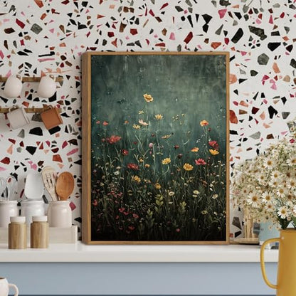 Green Wildflower Canvas Wall Art 8x10 inch - color: Wildflower-green, size: 8"x10" Natural