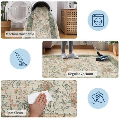 GarveeHome 4x6 Sage Green Washable Area Rug Bedroom Non Slip Nursery Room - color: Sage Green, size: 4' x 6' (Rectangular)
