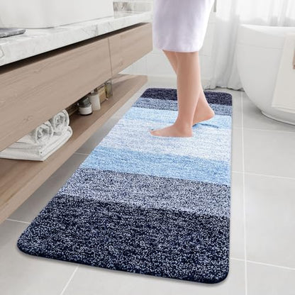 Arotive Microfiber Bathroom Rugs, Shaggy Soft Absorbent Bath Rug, 70x24 - color: Blue, size: 70" X 24"