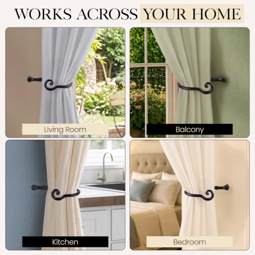 RTZEN Metal Curtain Tiebacks, Drapery Holders for Wall, 2 Pcs - size: Medium, style: Classic