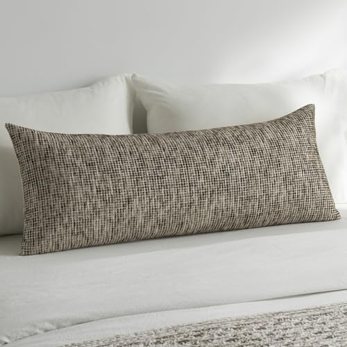 Pack of 1 Neutral Body Pillow Covers 20x54 Boho Textured Dots Stripe Chenille Rectangular Long Decorative Lumbar Pillow Cases Accents for Living Room Couch Bed Farmhouse Home Decor, Chocolate Brwon - color: Chocolate Brwon, size: 54" x 20" (Pack of 1)