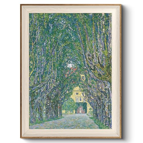 HUARCEY Classic Framed Vintage Impressionist Canvas Wall Art, Nature Landscape Garden Green Tree Lined Path Artwork Painting, 12x16 inch Farmhouse Print Decor for Bedroom Bathroom Kitchen - color: Cameron Castle, size: 16"L x 12"W