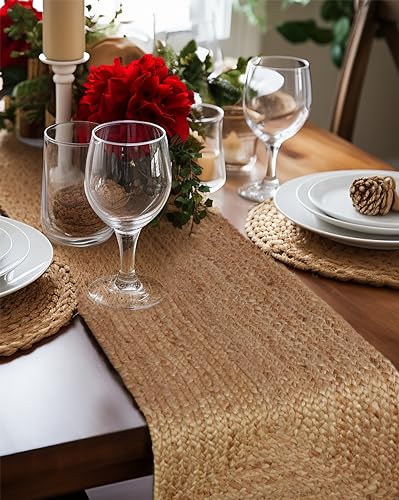 COTTON CRAFT Jute Braided Table Runner - 13x36 inches Natural Table Runner - color: Natural, size: 13x36 Inches