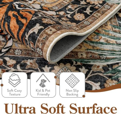 Moynesa Boho Tiger 2'6"x8' Runner Rug for Hallway, Washable Kitchen Runner - color: Camel, size: 2'6" x 8' (Rectangular)