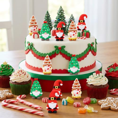 60 Pcs Mini Christmas Gnomes Figurines, Tiny Santa Tree Gnomes Ornaments - color: Christmas, size: 60 Pcs