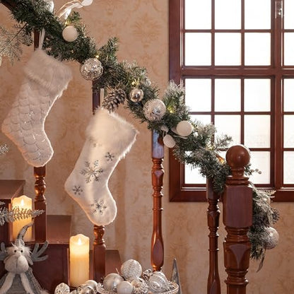 Valery Madelyn 6 Feet Pre-Lit Christmas Garland with Lights Snowy White - color: Snowy White, size: 6 feet