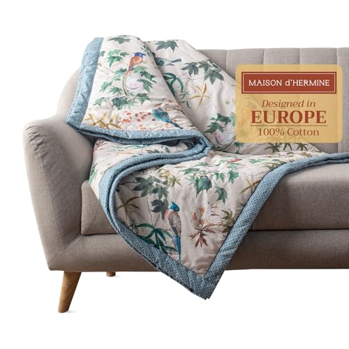 Maison d' Hermine Throw Blanket for Couch Lightweight Soft (60''X80'') - color: 002 - Hokuzai - Grey, size: 60"x80"