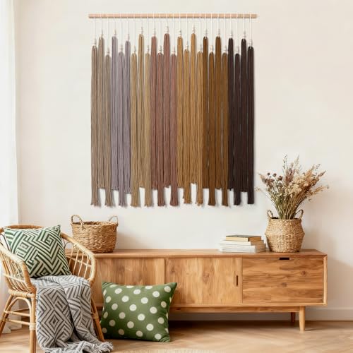 Macrame Wall Hanging Large Boho Home Decor Aesthetic Modern Chic Wall Art - color: Brown