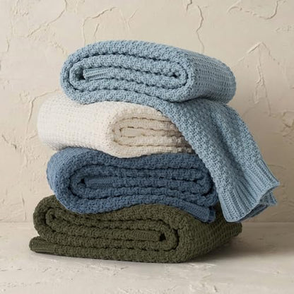 EVERGRACEHOME Chunky Chenille Knit Throw Blanket, 50 x 60, Chambray Blue - color: Chambray Blue, size: 50" X 60"