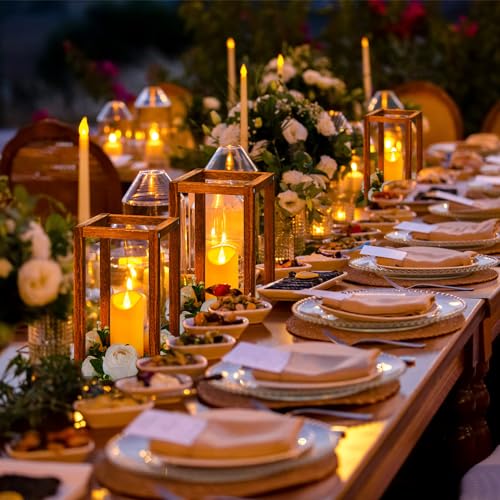 30 Pcs Wedding Lantern Centerpiece with Candle Holders, White Flower - color: White Flower