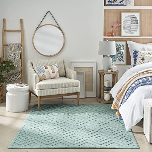 Nourison Home Versatile Aqua Teal 5' x 7' Area Rug - Easy Clean, Non Shedding, Bed Room, Living Room, Dining Room, Kitchen (5' x 7') - color: Aqua Teal, size: 5' x 7' (Rectangular)