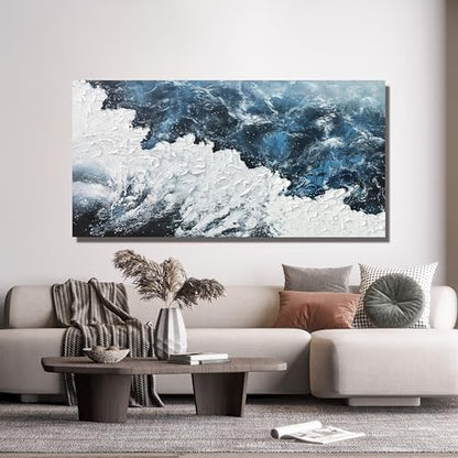 Blue White Wall Art Abstract Canvas Wall Pictures for Living Room 20"x40" - color: XY-01B, size: 40"L x 20"W