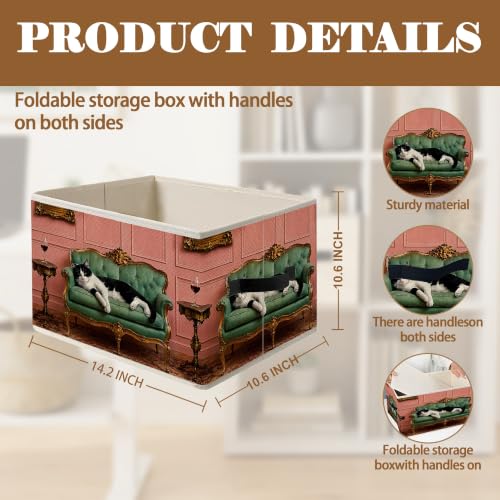 Whimsical Tuxedo Cat Red Wine Storage Basket Organizer - color: Tuxedo Cat