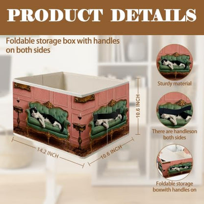 Whimsical Tuxedo Cat Red Wine Storage Basket Organizer - color: Tuxedo Cat
