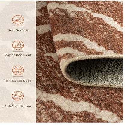 BESTSWEETIE 2'x6' Washable Area Rug for Living Room Runner Yellowbrown - color: Yellowbrown/Cream, size: 2' x 6' (Rectangular)