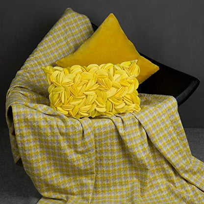KINGROSE Velvet 3D Floral Lumbar Throw Pillow Cover, York Yellow, 12x20 in - color: York Yellow - Velvet