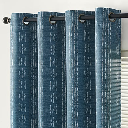 jinchan Boho Blackout Curtains 54 Inch Length for Bedroom - color: Boho | White on Blue, size: 52"W x 54"L (Pack of 2)