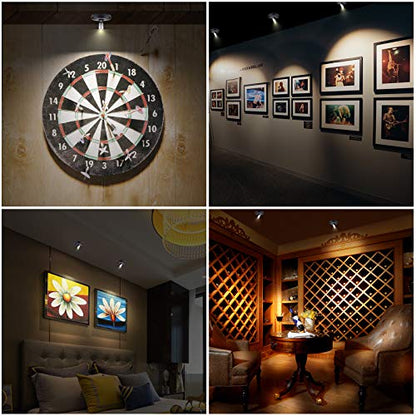 LUXSWAY Battery Operated LED Spot Lights Indoor,Wireless Accent Lights with Dimmable,12 Color Changing Puck Light with Remote,Closet Lights with Rotatable Light Head Dartboard Lighting-Black - color: Black+Silver Head-2Pack