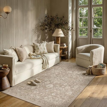 HUGEAR 3x5 Beige Neutral Area Rugs Washable Rug Carpet - color: Beige, size: 3' x 5' (Rectangular)